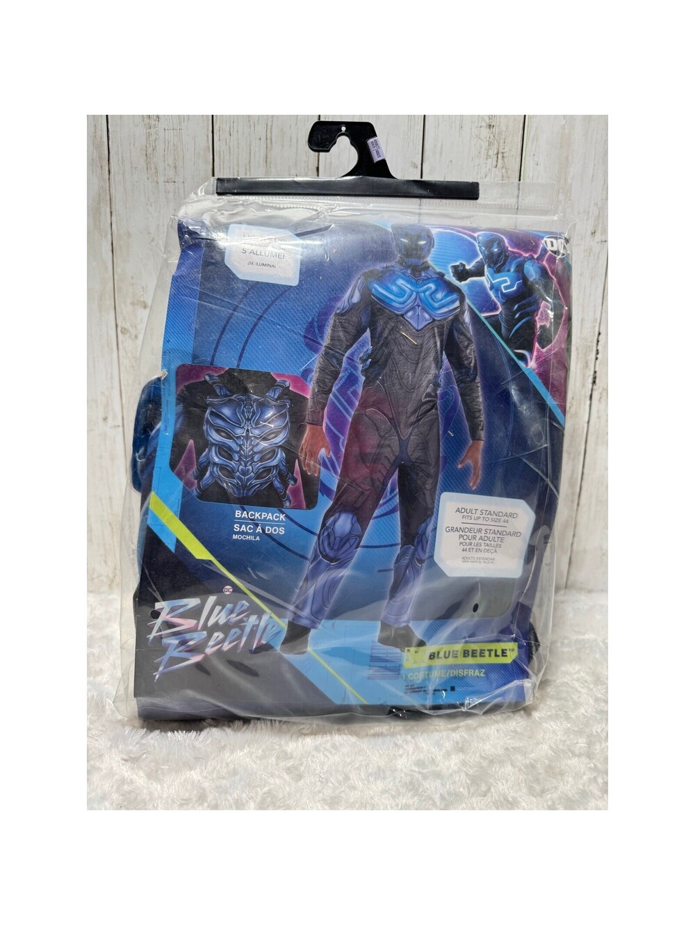 Blue Beetle Adult Standard Costume DCLight-Up Chest Jumpsuit Mask Backpack